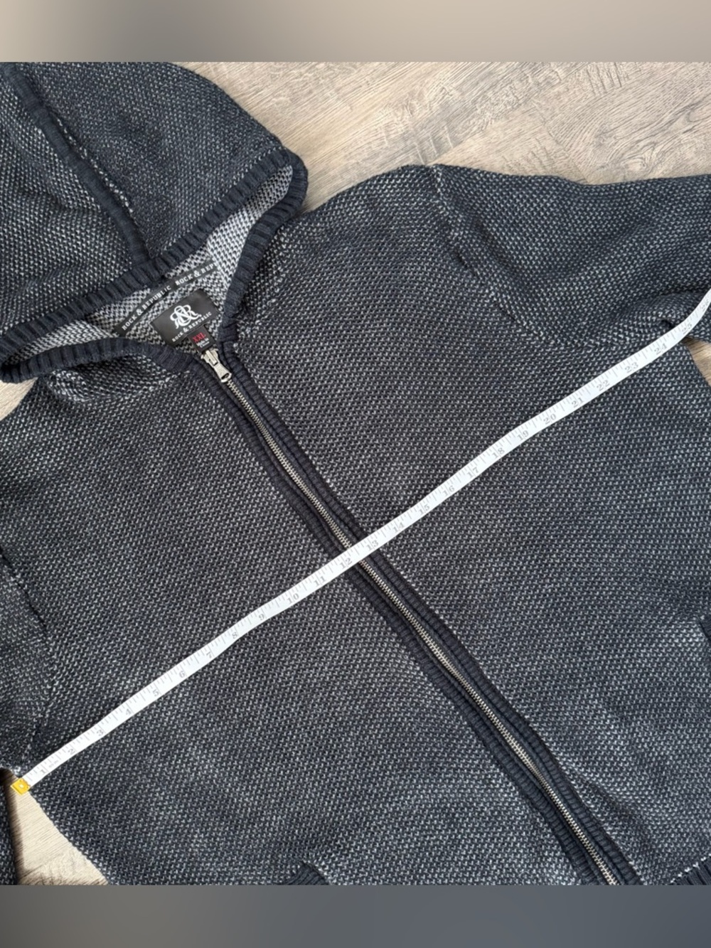 Rock & Republic Knit Hoodie 2XL Heavyweight Full Zip Cotton Navy - Picture 10 of 12